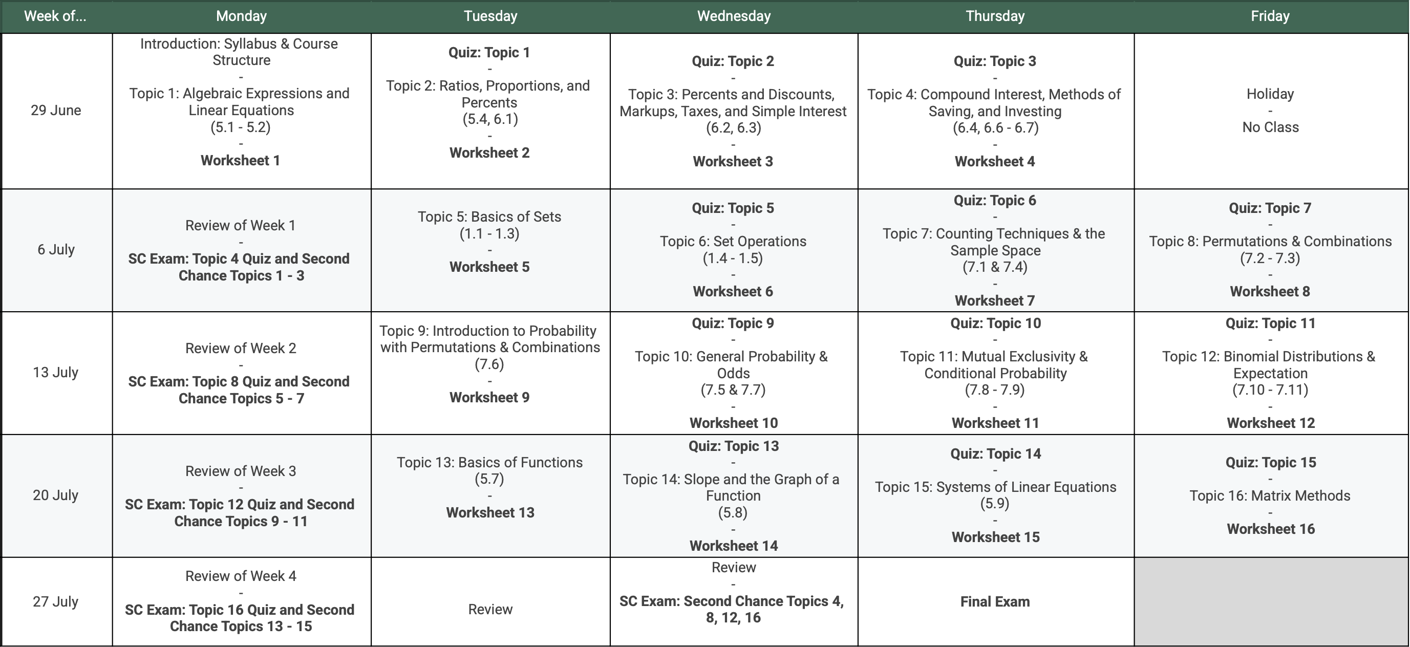 Course Schedule